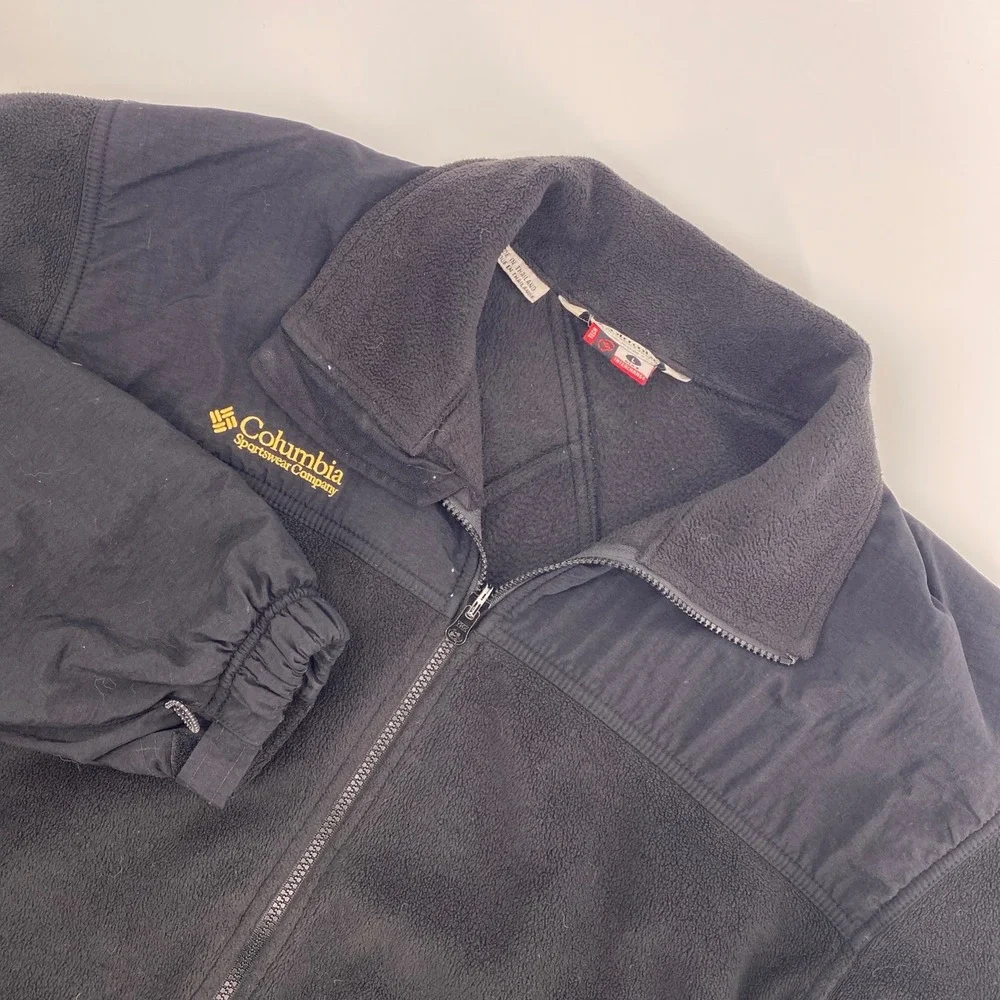 Columbia Titanium Fleece Jacket Mens Large Black Full Zip Interchange Hiking L